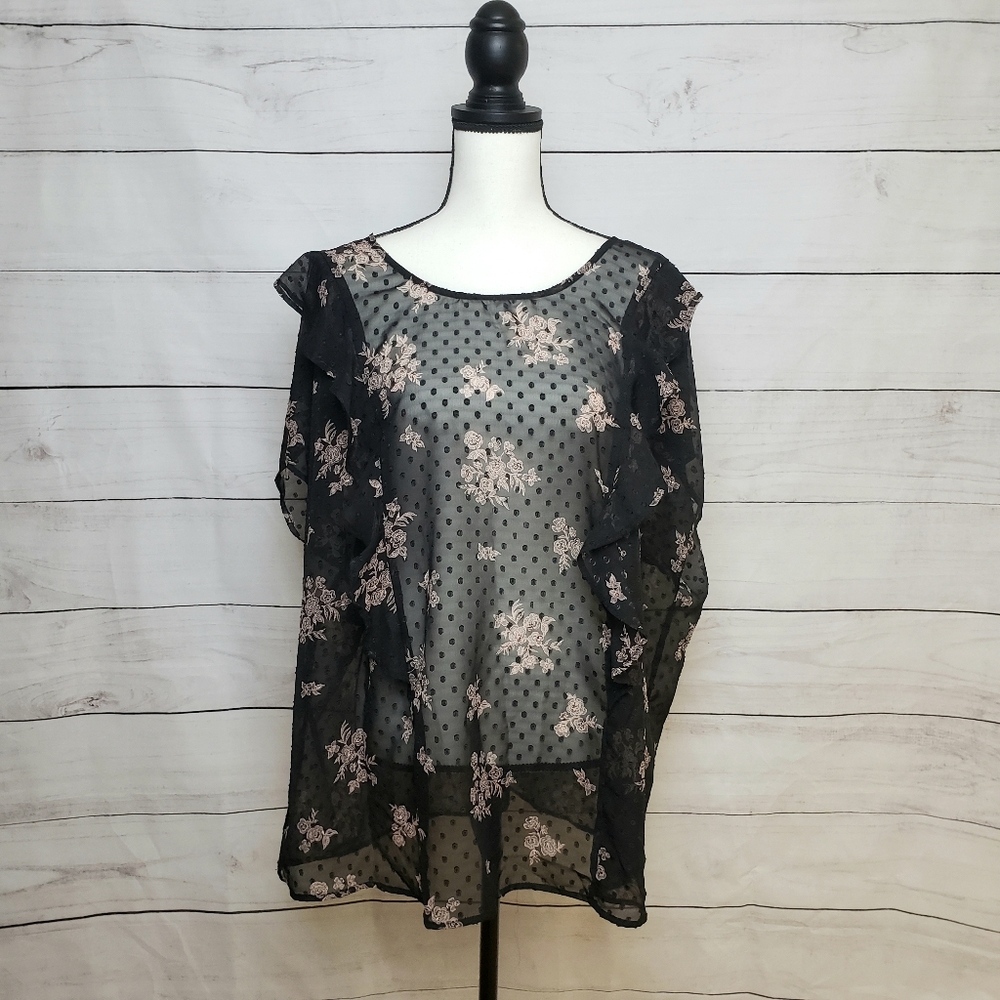 Sold Elsewhere - Torrid Sheer Ruffled Top - Picture 1 of 5